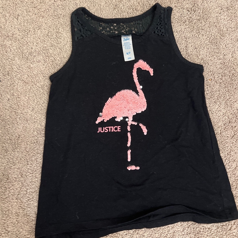 Kids shirt black with a flamingo on the front